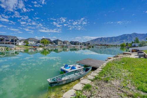 Stansbury Park Maison | Lakefront Utah Home with Private Beach, Dock and Canoe