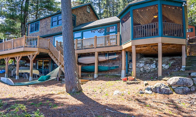Alton Bay Maison | Lakeside cottage with Lake Winnipesaukee views & private boat dock, dog-friendly