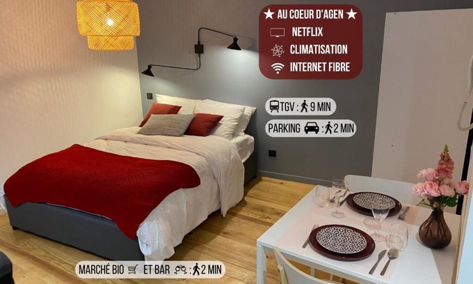 Agen Appartement | Le Charme - Au Coeur d'Agen - Self Checkin - Wifi - Netflix - Smart TV - Luqs fr