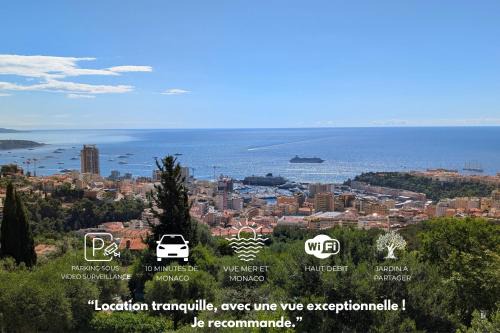 Beausoleil Appartement | Le Mas d'Angeline - Vue mer jardin commun parking voiture obligatoire 10min voiture Monaco route étroite pente raide croisement limité voir photos - Sea view shared garden parking car mandatory 10min car Monaco narrow steep road limited passing see photos