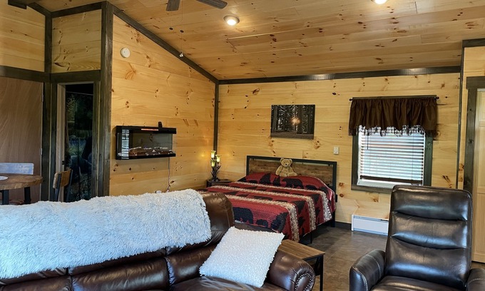 Large Cabine | LILY PAD: Cozy Cabin with Unique Charm overlooking small pond on our property.