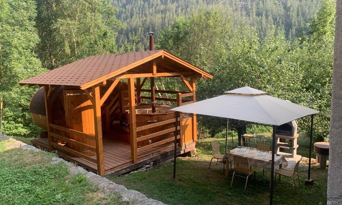 Groscavallo Cabine | Lu Biulè d'Aldo - Comfortable chalet in ancient hamlet, outdoor wellness area