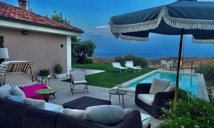 Santa Caterina dello Ionio Villa | LUXURIOUS VILLA WITH SEA VIEW FROM THE TERRACE, 5 min from beach