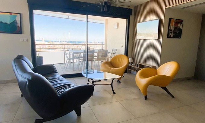 Le Port Appartement | Appartement de luxe 4 étoiles avec climatisation et parking à Canet-Plage