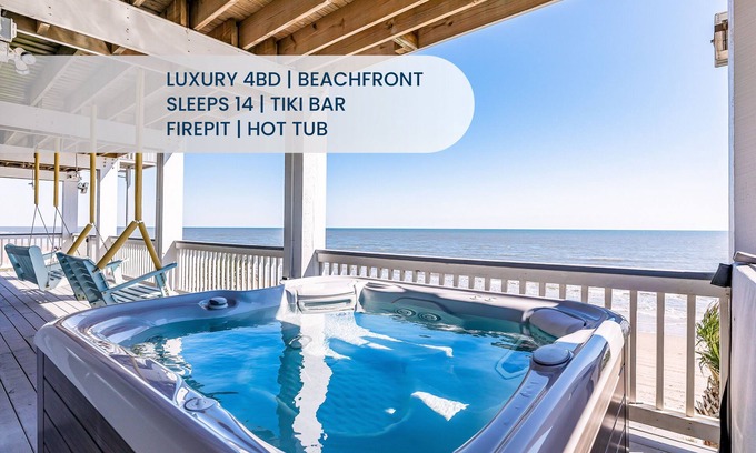 Port Bolivar Maison | Luxury | Beachfront | Hot Tub | Firepit & Tiki bar