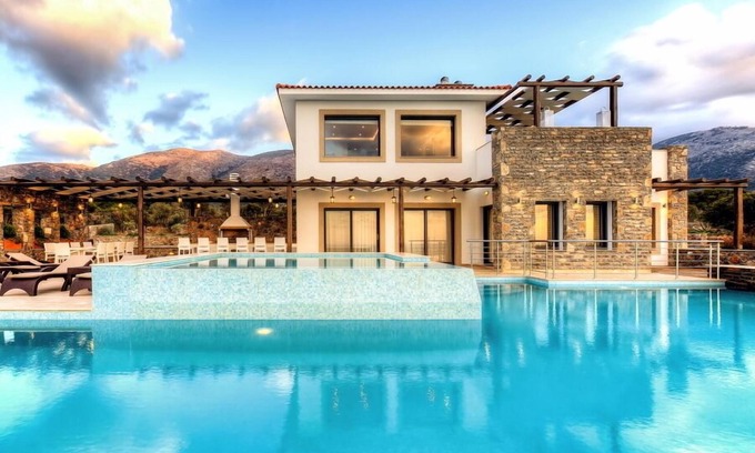 Kounelion Villa | Villa de luxe Isabella avec piscine privée et vue panoramique sur la mer, Sisi, Crète