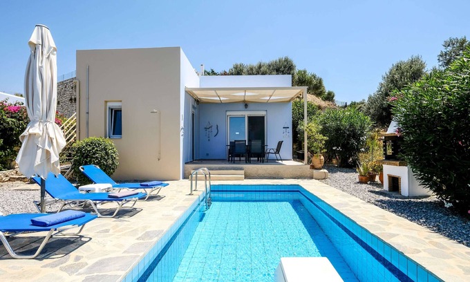 Loutra Villa | Villa individuelle avec piscine privée en Crète (Rethymnon), terrasse et vue mer