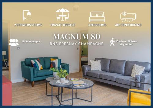 Epernay Maison | Magnum 80 Terrasse & Climatisation - 6 personnes - BnB Epernay