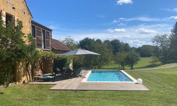 Saint-Laurent-la-Vallee Maison | Maison de Bertrand - maison en pierre avec piscine privée - calme absolu!