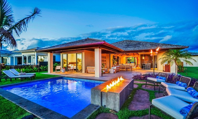 Poipu Maison | Maluhia Makai - Luxe Kukui'ula island retreat in Poʻipu; AC, private heated pool