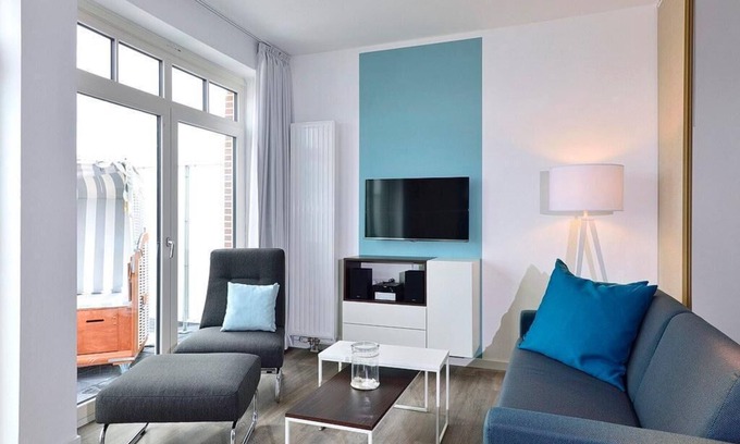 Wangerooge Appartement | Modernes Familienapartment am Inselstrand mit Meerblick, Balkon und Strandkorb!