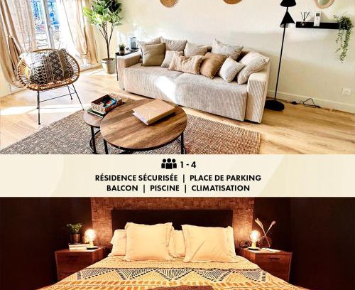 L'Isle-d'Abeau Appartement | Modern 1 Bdr + Balcony + Free Parking + AC + Pool