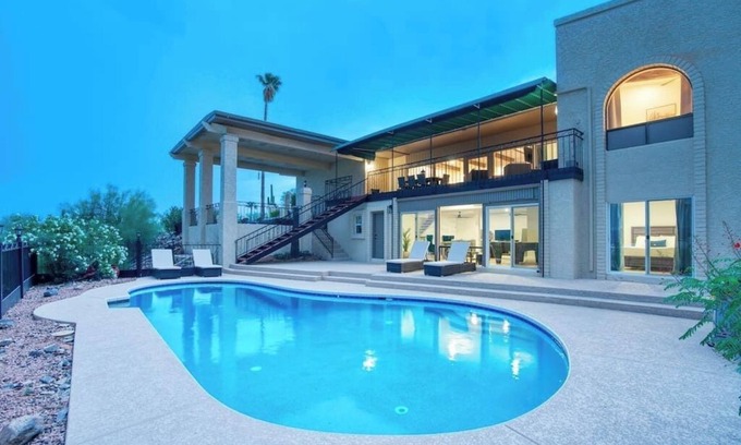 Fountain Hills Maison | 5BR-Mountain views - heated pool, spa, game room