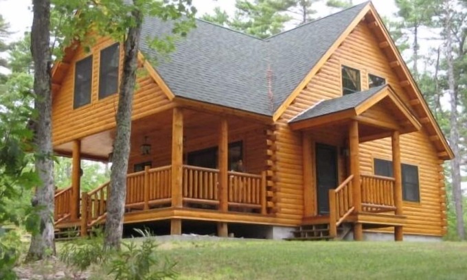 Shapleigh Cabine | Mousam Lake Lodge décoré de 3 chambres cabane en rondins avec plage de sable