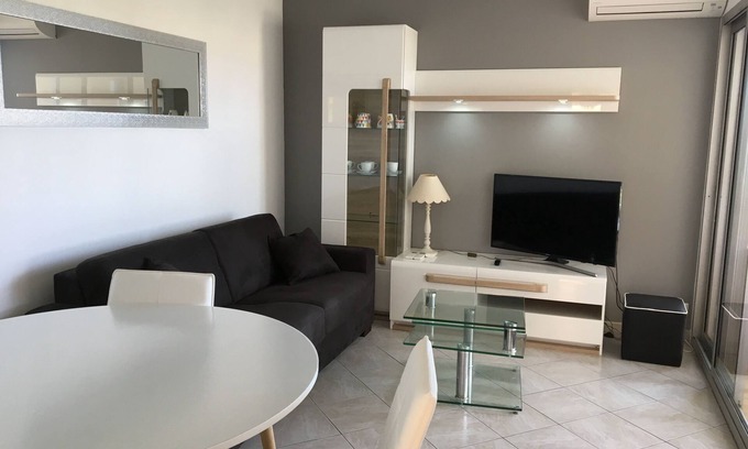 Plaine de la Brague Appartement | Appartement neuf climatisé T2 , classé 4*** VUE MER avec PISCINE garage privé