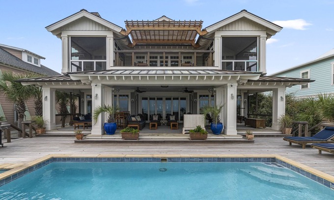 North Litchfield Beach Maison | Oceanfront house with separate carriage house & private swimming pool at North Litchfield Beach.