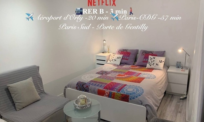 Gentilly Appartement | Paris Sud-porte de Gentilly mignon T2 tout équipé a 250 m de Paris 14 e Charlety