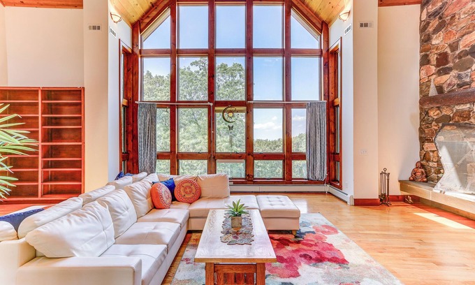 Beemerville Maison | Peaceful Mountian Oasis: Firepit, Hot Tub, Sauna!