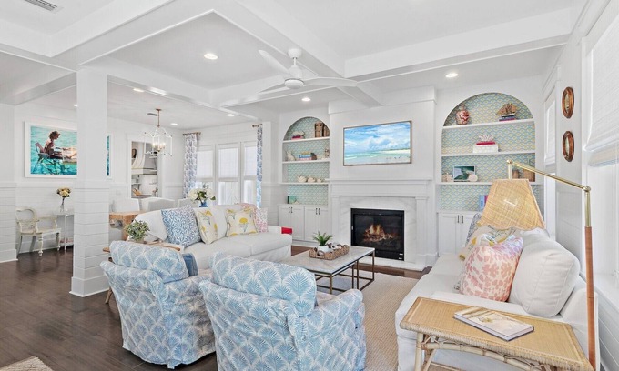 Santa Rosa Beach Maison | Periwinkle Shores Designer-Owned Coastal Retreat with Golf Cart, Bikes & Serene Pond Views