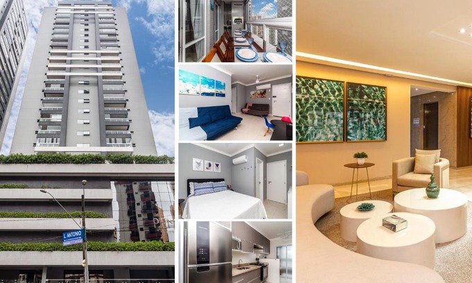 Boqueirao Appartement | Piemax Praia Grande - 100m PRAIA do BOQUEIRÃO e CENTRO - Vista MAR - Varanda GOURMET com CHURRASQUEIRA privativa - AR CONDICIONADO em todos os ambientes - Wi-Fi 600 Mbps - HOME OFFICE- Vaga de Garagem - Acomoda até 6 pessoas