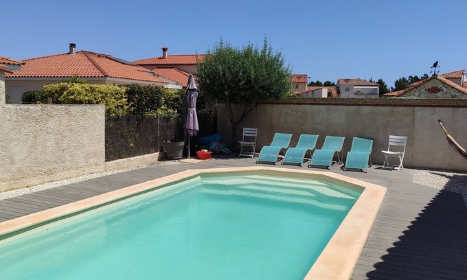 Cabestany Maison | Jolie villa de plain-pied climatisée avec piscine