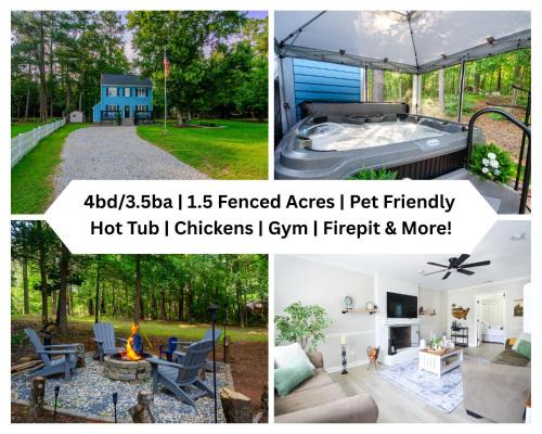 Wake Forest Maison | Private 1 Acre Retreat, Spa, Firepit, Gym, Chickens, King Suite, Pets