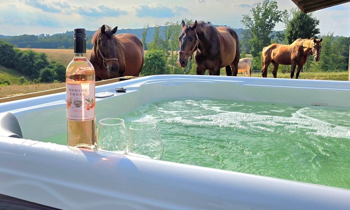 Gladehill Cottage | Private Farm Cottage surrounded fields, farm animals, mountain views & hot tub!