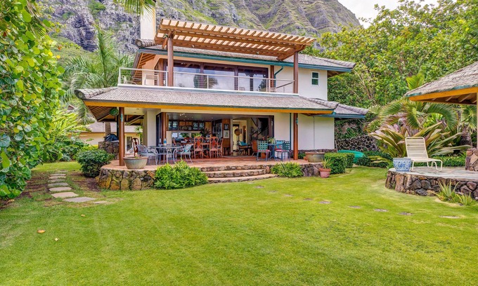 Waimanalo Maison | DOMAINE TROPICAL PRIVÉ / 3 MAISONS / FRONT DE LA PLAGE / GATED / SÛR POUR LES ENFANTS