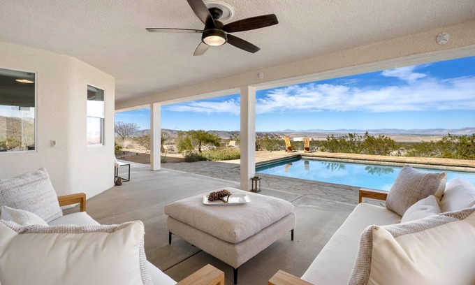 Indian Cove Maison | Quail Crossing-Modern Poolside Retreat w/Hot Tub. Close to remote JTree entrance