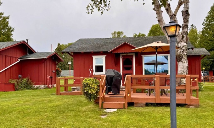 Trout Lake Cabine | Quaint Lakefront Cabin #2 on Frenchman Lake in Trout Lake, MI with row boat