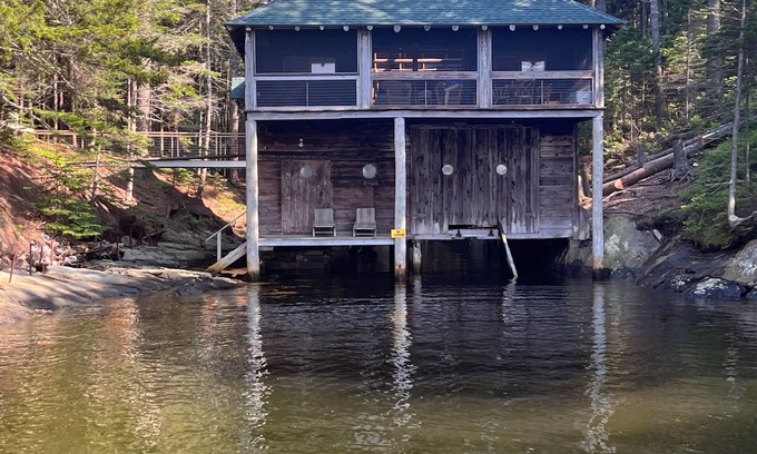 West Point Cabine | Renovated 3-BR boathouse built atop water in quiet cove; private float & trails