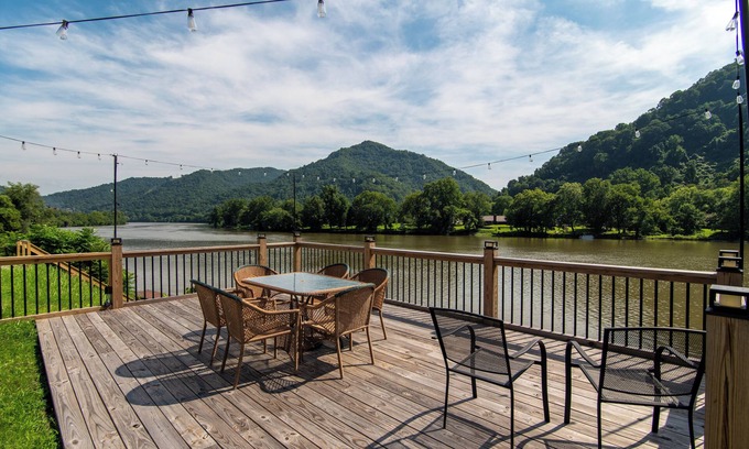 Mount Carbon Maison | Riverfront house, Deck over river, Dock, Bar, gazebo, scenic view, pets welcome.