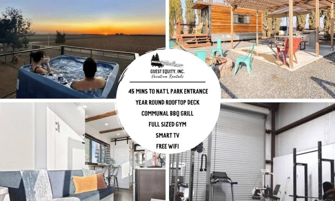 Tulare Appartement | Rooftop Spa! Tiny Cargo Home, Farm Experience𓃟