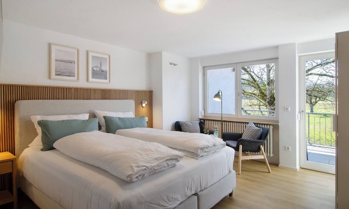Lippertsreute Appartement | Chambre 'Bodman' avec balcon privé, terrasse commune et Wi-Fi