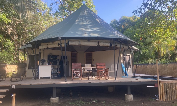 Savegre Chalet De Ski | Safari tent on the beach. Near Manuel Antonio, nature, beach and plunge pool