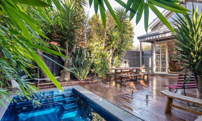 Sandringham Maison | Sandy Village Retreat Heated Pool Bay Views