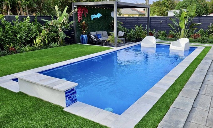 Delray Beach Maison | Santorini Blue Beach House - Brand new heated pool with backyard oasis!