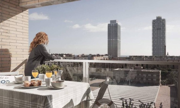 La Vila Olimpica del Poblenou Appartement | Vista al mar con terraza y piscina comunitaria