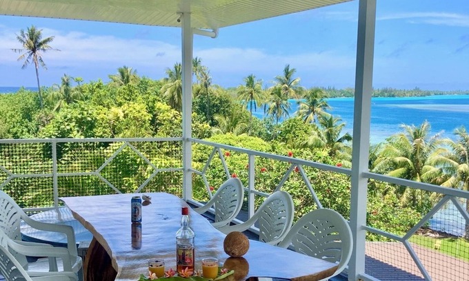 Huahine Maison | Maison bord de mer, vue mer 300° ,accès privé lagon. 2 /6 p, (possibilité 8p).
