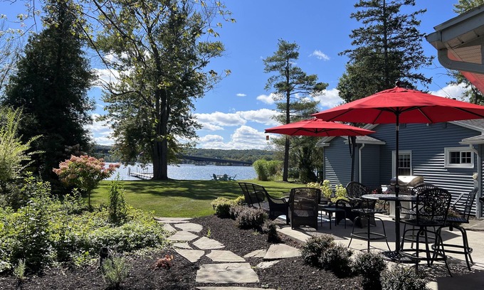 Bemus Point Maison | Secluded Chautauqua Lake House, private dock & beach, short stroll to town!