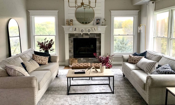 Honey Creek Maison | Secluded, spacious, hilltop acreage home with stunning views of Omaha skyline