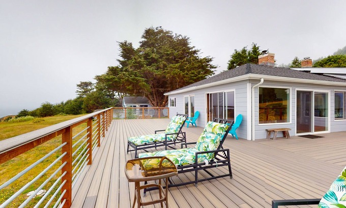 Elk Maison | Serene oceanfront home with large deck, panoramic views, dog-friendly, & W/D