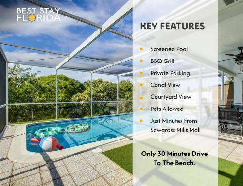 Sunrise Villa | Serene Pool, Lake & Canal View In Sunrise, Florida
