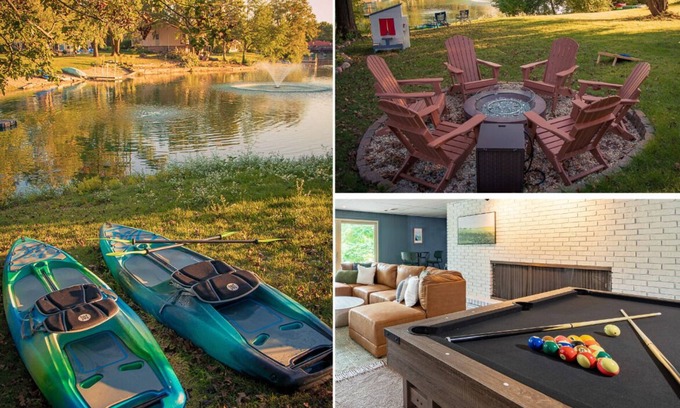 Rockford Maison | Sleeps 22~Hot Tub~Gameroom~Theater~Gym~Lake Views