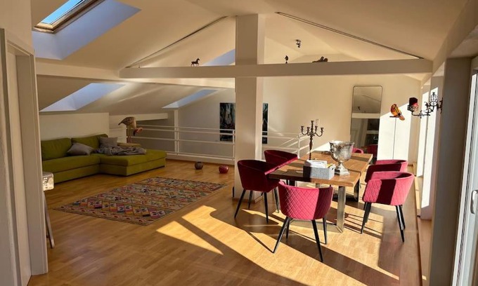 Feusisberg Appartement | Sonnige Loft mit Terrasse, Ladestation für Elektrofahrzeuge
