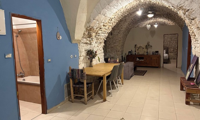 Safed Old City Maison | Spacious Family home with huge patio steps above HaAri and amazing view of Meron