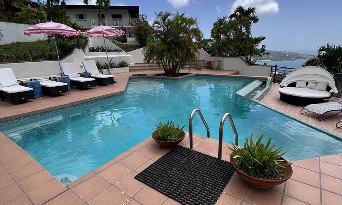 Estate Solberg Villa | Spectacular View of St Thomas Harbor from both floors & Pool at Bettye’s Villa.