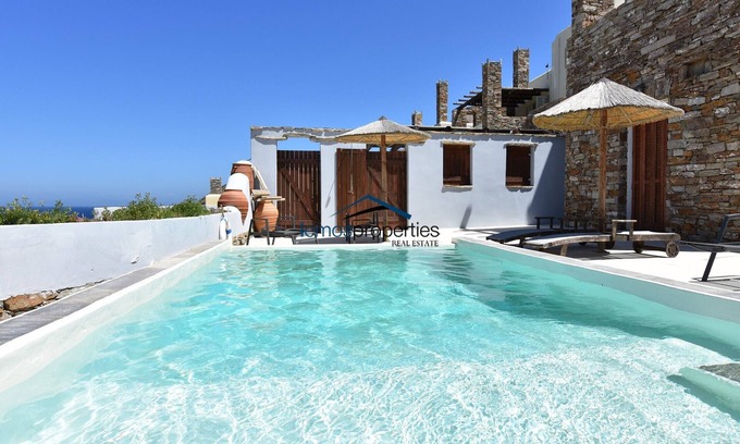 Kea Maison | Stone villa with a sea water swimming pool and a sea view, close to the sea
