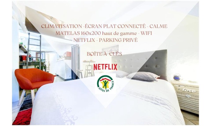 Pallud Appartement | Studio atypique et cosy, classé Gîte de France, CLIMATISATION, lit Queen Size, lave-vaisselle, Netflix, wifi, 400m centre, parking, 15min gare, boîte à clés, Gîtes La Tarine