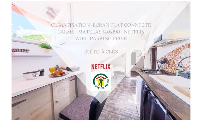 Pallud Appartement | Studio duplex atypique, classé Gîte de France, CLIMATISATION, parking, lit double, calme et cosy, Netflix, wifi, 400m centre, boîte à clés, Gîtes La Tarine